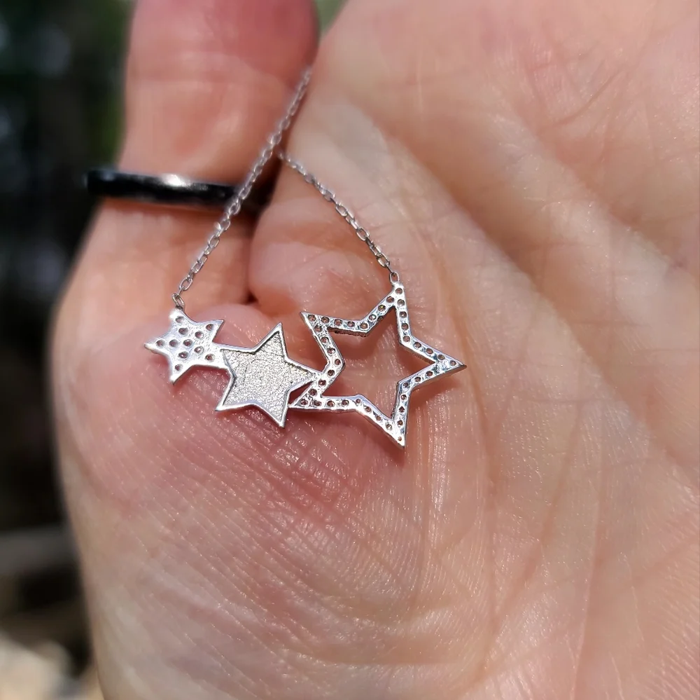 Topaz & Sterling star 🌟 trio necklace - Picture 5 of 5